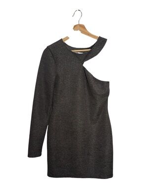 BCBGeneration Cutout Mini Dress Gray Textured One Sleeve Size S Orig $98